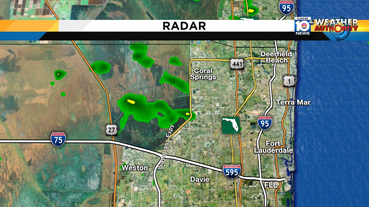 A few showers moving west over Broward County. @TrentAricTV has your forecast at noon. https://t.co/hC6CWUqT2D