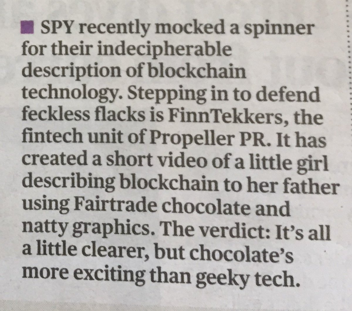 After <a href="/City_Spy/">City Spy</a> called out a spinner last week for their #blockchain explanation, <a href="/finntekkers/">Finn Tekkers</a> came to the rescue bit.ly/2mB2AQl