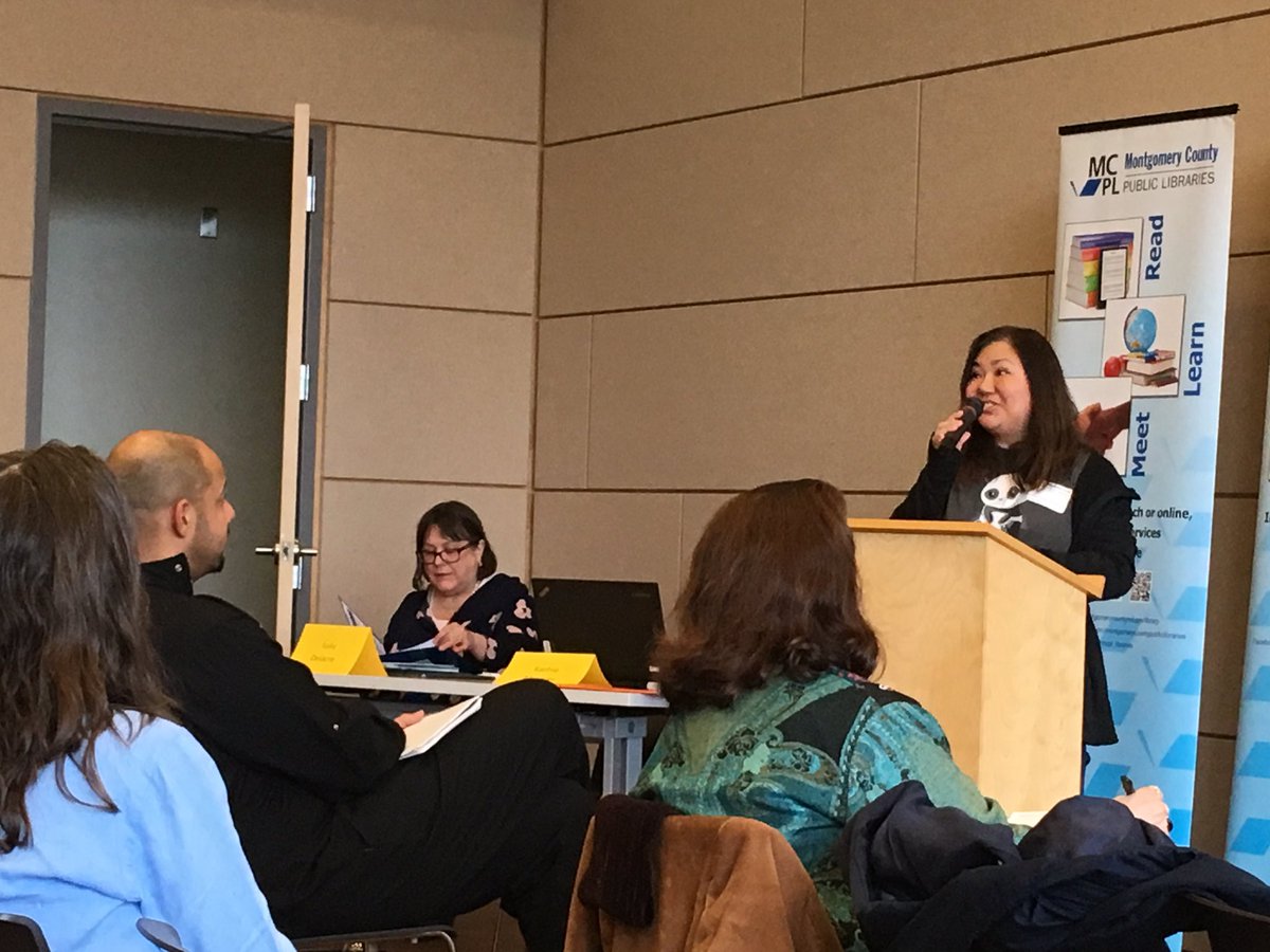 MCPL_Libraries's tweet photo. Second speaker is up now: @ElloEllenOh, cofounder of @diversebooks, talking about missing representation as a child #delightedMoCo #training https://t.co/hvJV2jHmxd