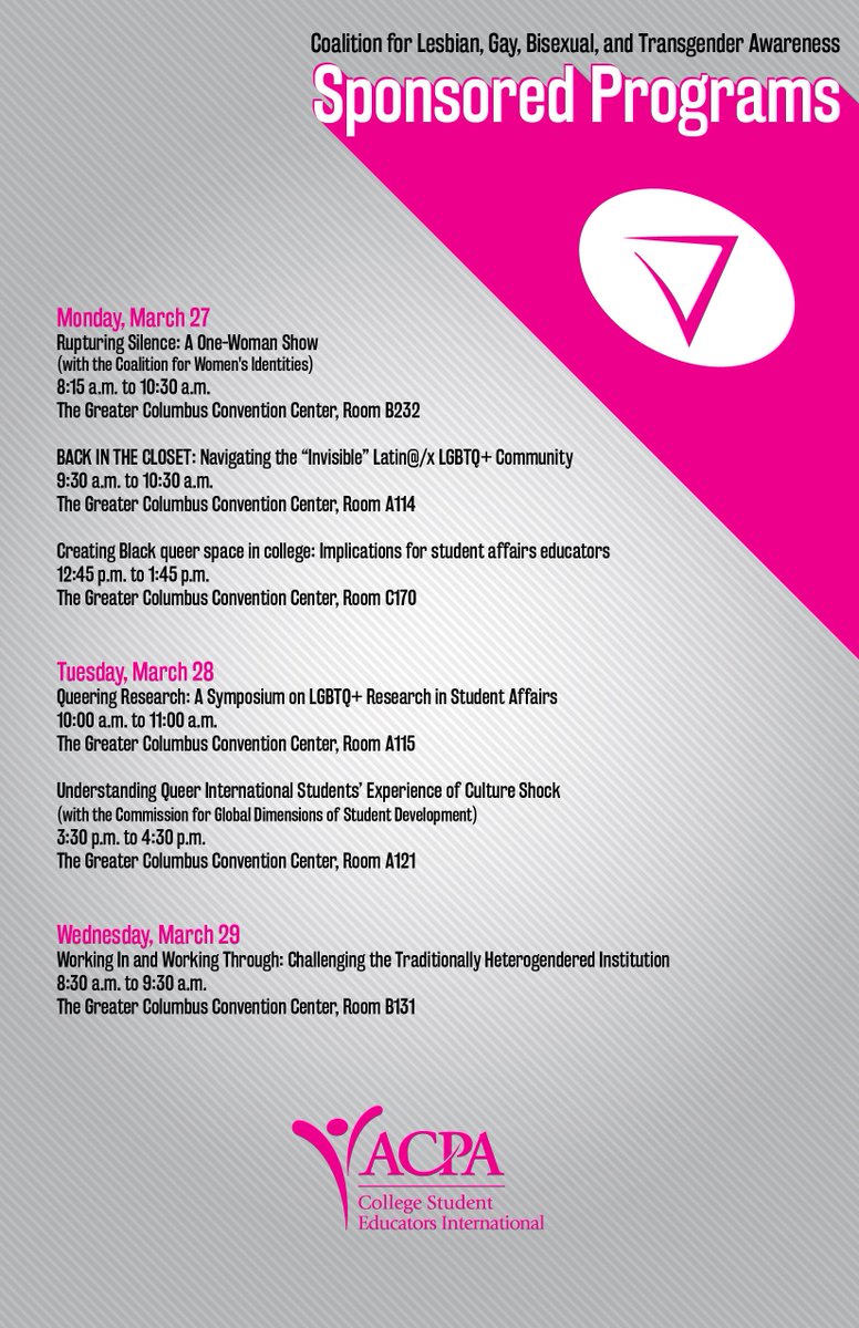 ACPA_CSGI's tweet photo. Excited for #ACPA17 check out these sponsored and co-sponsored programs offered at Convention! https://t.co/rMspSXDBib