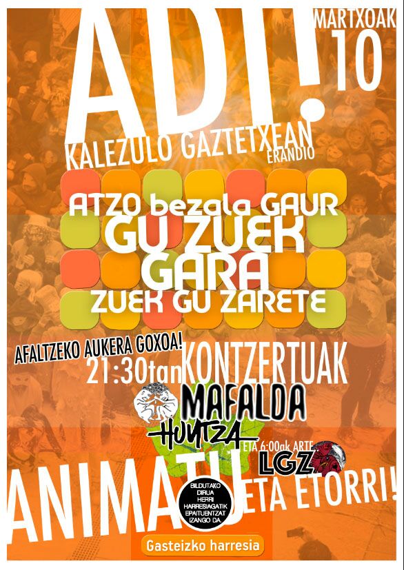 KalezuloErandio's tweet photo. Gu zuek gara, zuek gu zarete! #M10Erandio @HirukaEus @ernaiUK @GasteizHarresia @EleakMugimendua @topatu_eus @naiz_agenda @topatu_eus https://t.co/d2XfsI2pl2
