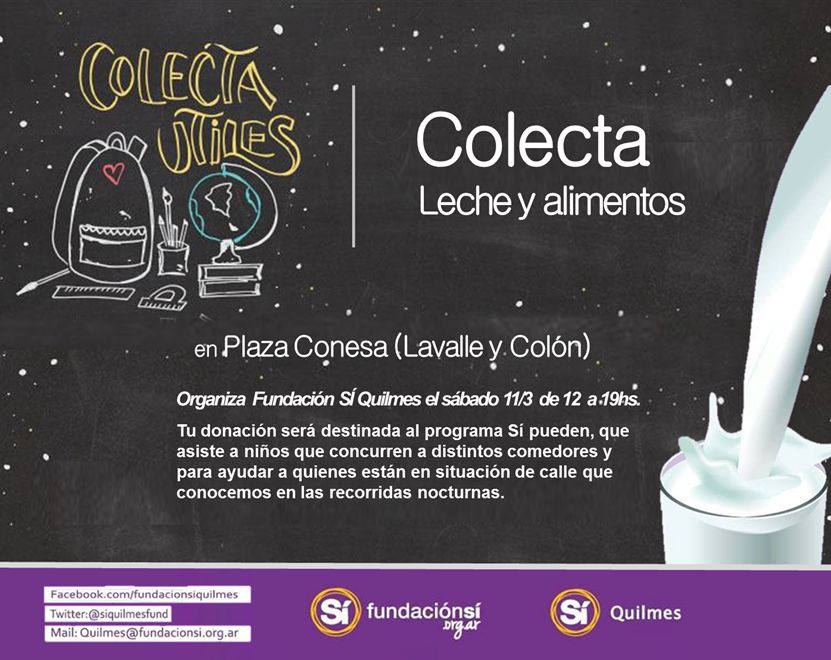 SolidarioRt's tweet photo. @SiQuilmesFund #Sábado 11/3 | Colecta #Leche y #Alimentos |#PlazaConesa !Ayudemos a ayudar @carna63 @Julyweich @sanmihanovich @BombitaDarin https://t.co/WtyZHtFjxR