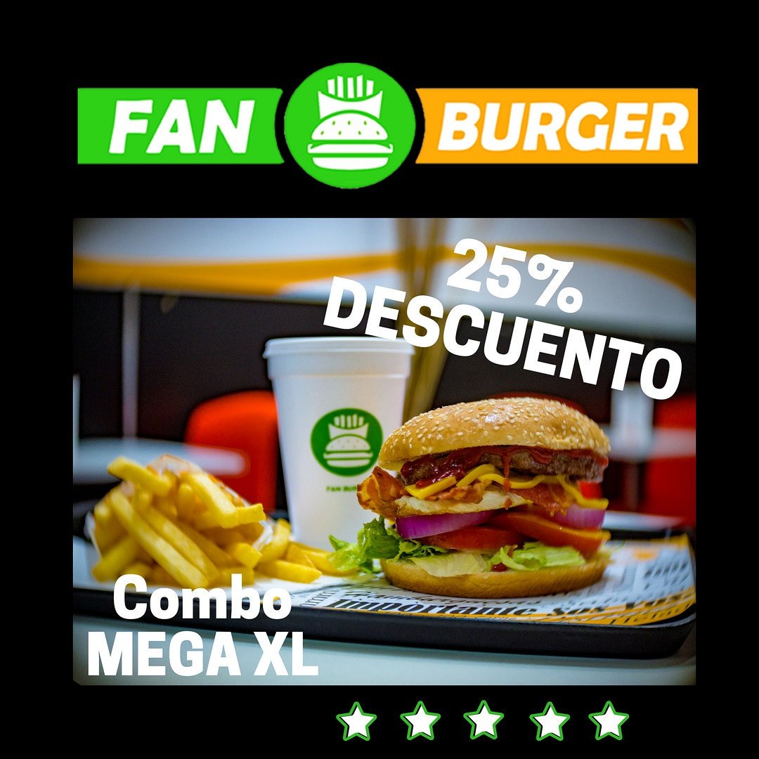 FANBURGERARG's tweet photo. DESCUENTO INCREÍBLE 
25% MENOS EN TU COMBO MEGA XL
#fanburgerargentina #hamburguesa #papasfritas #lanus #lanuseste https://t.co/pyaJRbSSWb