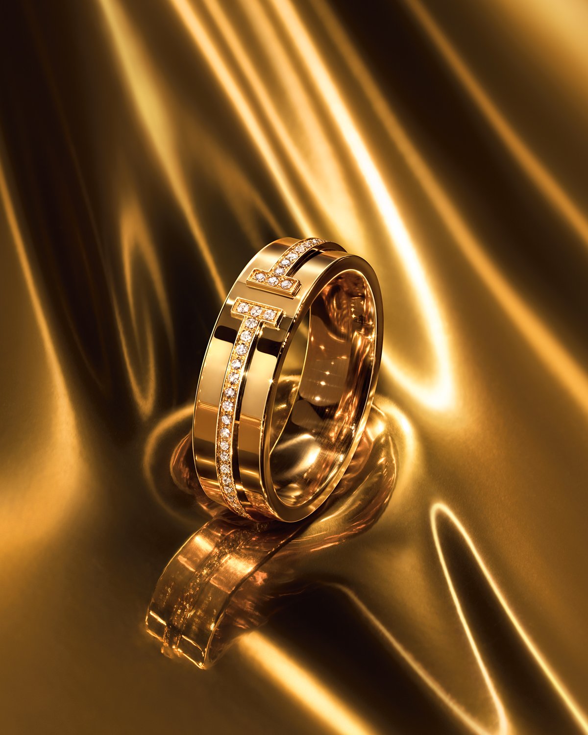 Tiffany & Co. Ttwo Chain Ring No. 11 18K Gold Diamond Ladies Size 6 |  Chairish