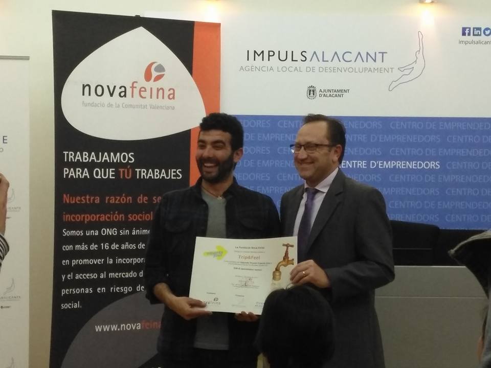 PcientificoUMH's tweet photo. ¡Enhorabuena también a @TripandFeel! Ganador en los premios #EspentaJove de @novafeina, un placer haberte tenido en el #SprintUMH 😉 https://t.co/9ceUCQM5JB