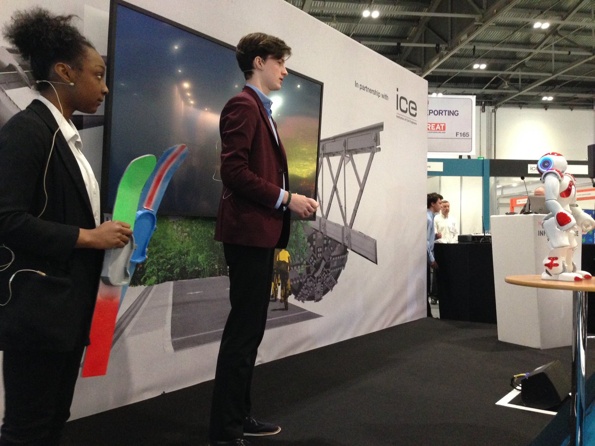 ICE_engineers's tweet photo. Great to have @LDEUTC students presenting at #Ecobuild on how they programmed robots to ski! https://t.co/g61N2YLqlx