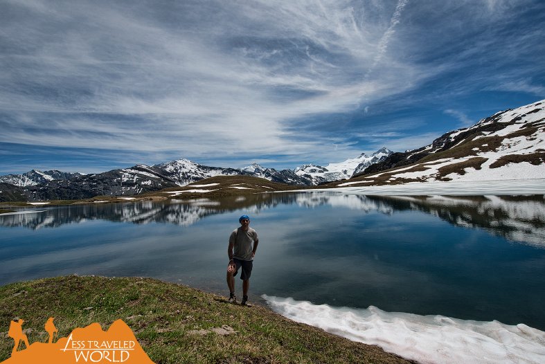 Dave enjoying the picturesque Lac des Autannes along the Haute Route, Val d'Anniviers, Switzerland #LessTraveledWorld #travels