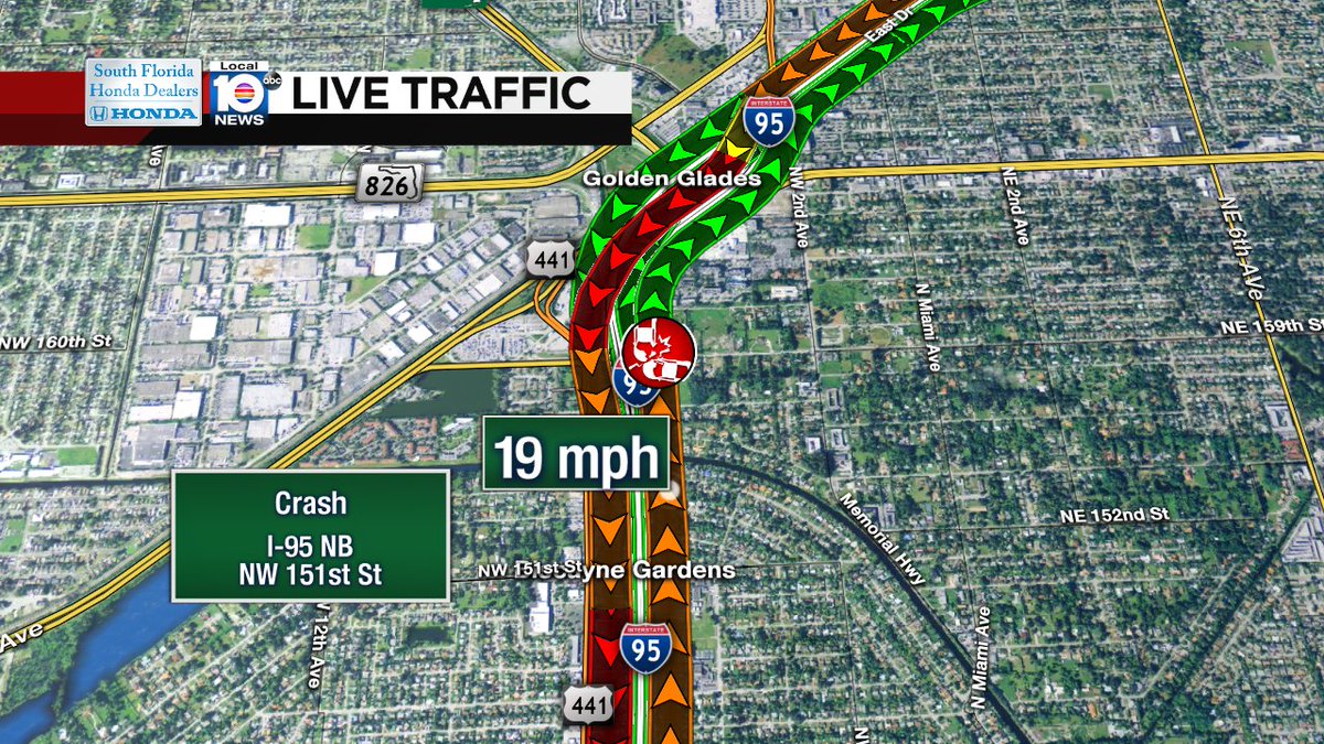 Crash on I-95 NB at NW 151st St #traffic https://t.co/r2QhZZQfPj