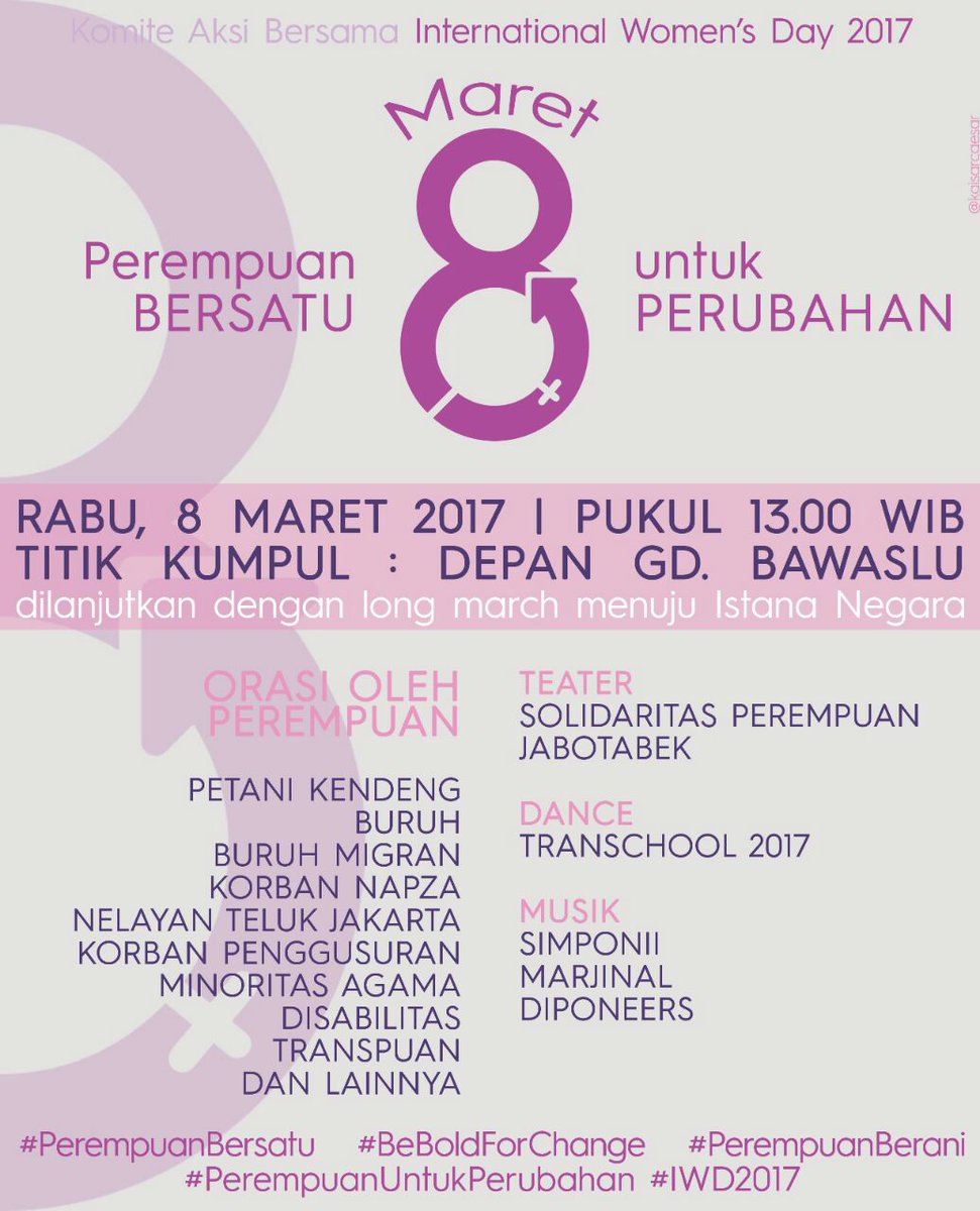 jakartafeminist's tweet photo. Ada beberapa aksi di Jakarta besok. Ikut yuk! #IWD2017 #perempuanbersatu https://t.co/MdeNFIhoII