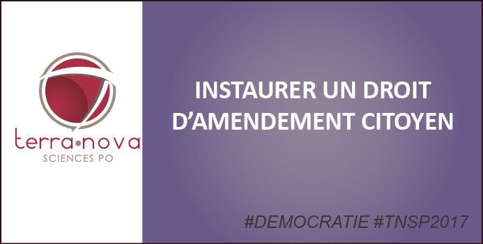 terranovascpo's tweet photo. [1jour1idée] 💡
#DEMOCRATIE #TNSP2017
Nous proposons la mise en place d’un droit d’amendement citoyen.

Rdv 👉 https://t.co/xCUvTbspkN https://t.co/oYYeV7eavd
