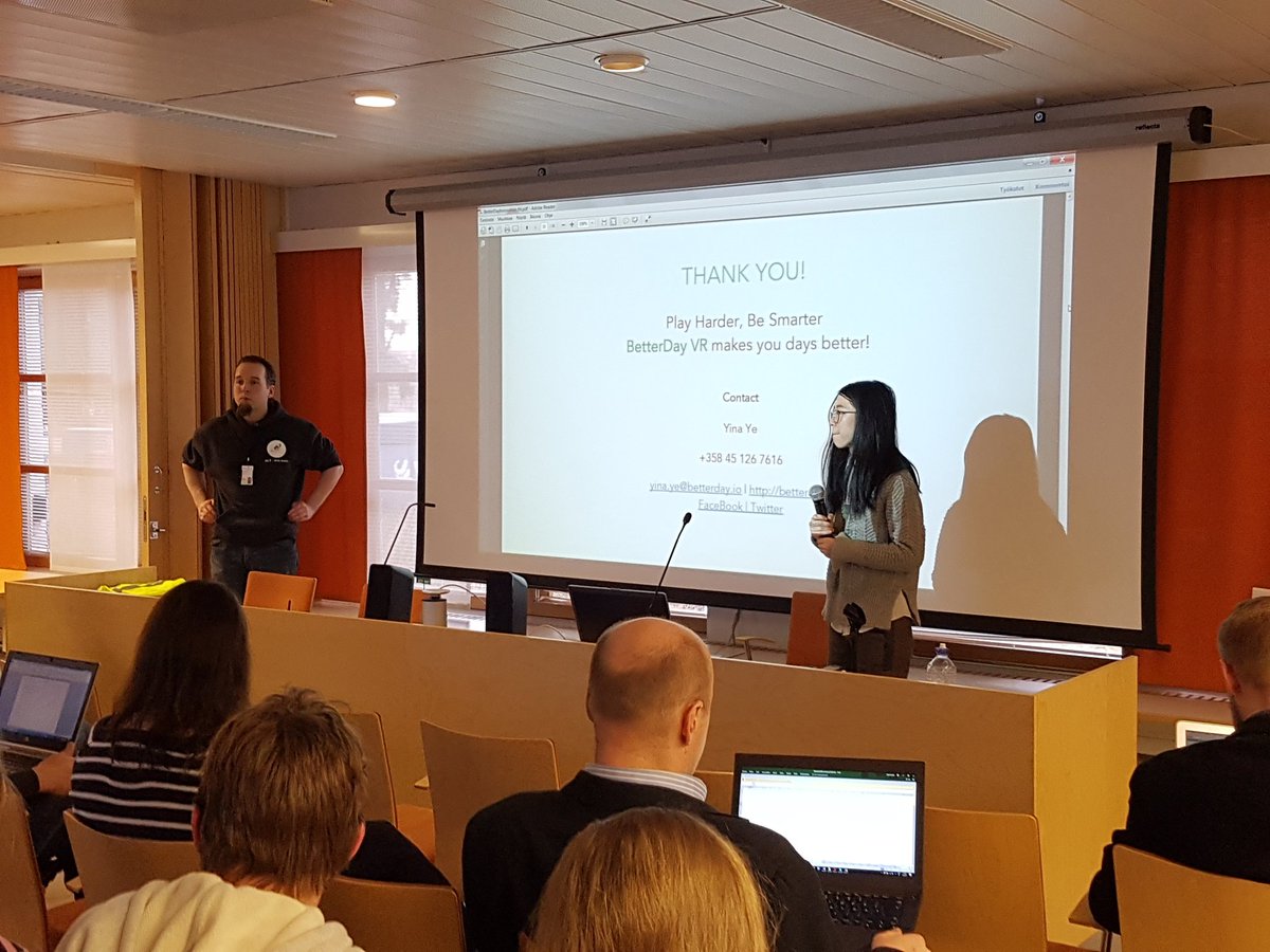 Pitches by <a href="/_better_day/">BetterDay Innovation</a> and @Diskeoy. Virtual reality for activating the elderly and big data for health solutions. #thl4startups