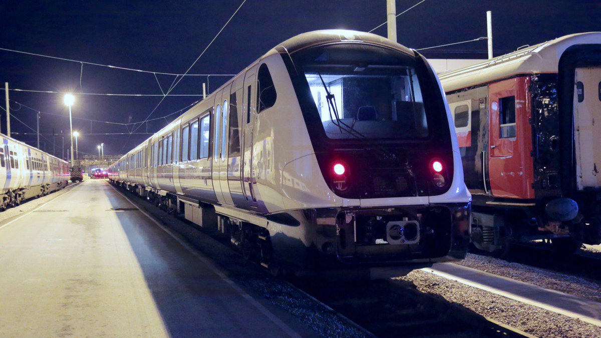 TfL's tweet image. The first @Elizabethline train arrived in London this morning from the Midlands for testing and driver training. It enters service from May