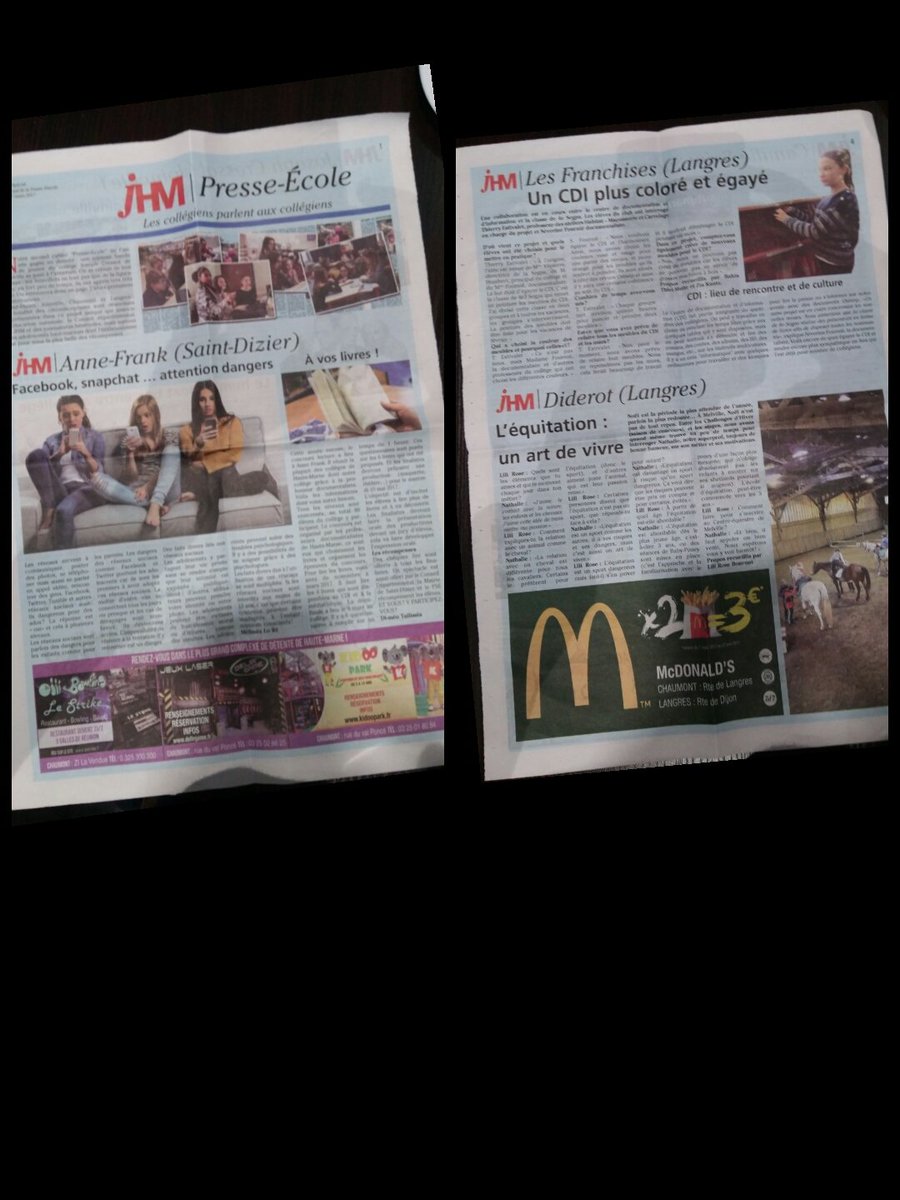 PCharmelot's tweet photo. #jhm #presseécole Le n°2 des collegiens  #Diderot et  # Franchises dans les kiosques aujourd'hui 👍 https://t.co/x042bStaxw