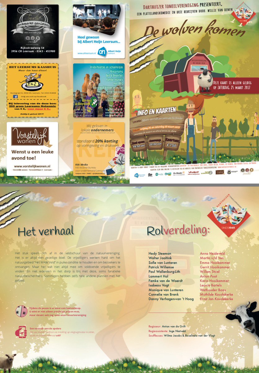 Kaartjes à € 7,50 voor ons toneel 24 &amp; 25 maart verkrijgbaar <a href="/AHLeersum/">Albert Heijn Leersum</a> @BinderBindt @VanArkelGroente @VivantEdwinJanet @VanBrenenTextiel