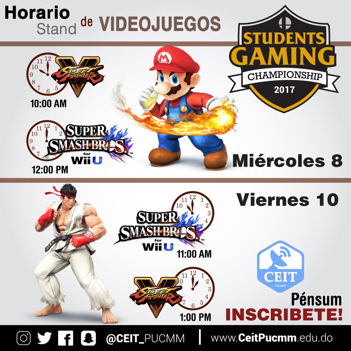 CEIT_PUCMM's tweet photo. ¡Inscríbete! ¿Qué esperas para hacerlo?👥🏁🏅 Visítanos! Estaremos en Centro de Estudiantes. #SGC2k17 #CeitPUCMM https://t.co/UMWFO9XfOx