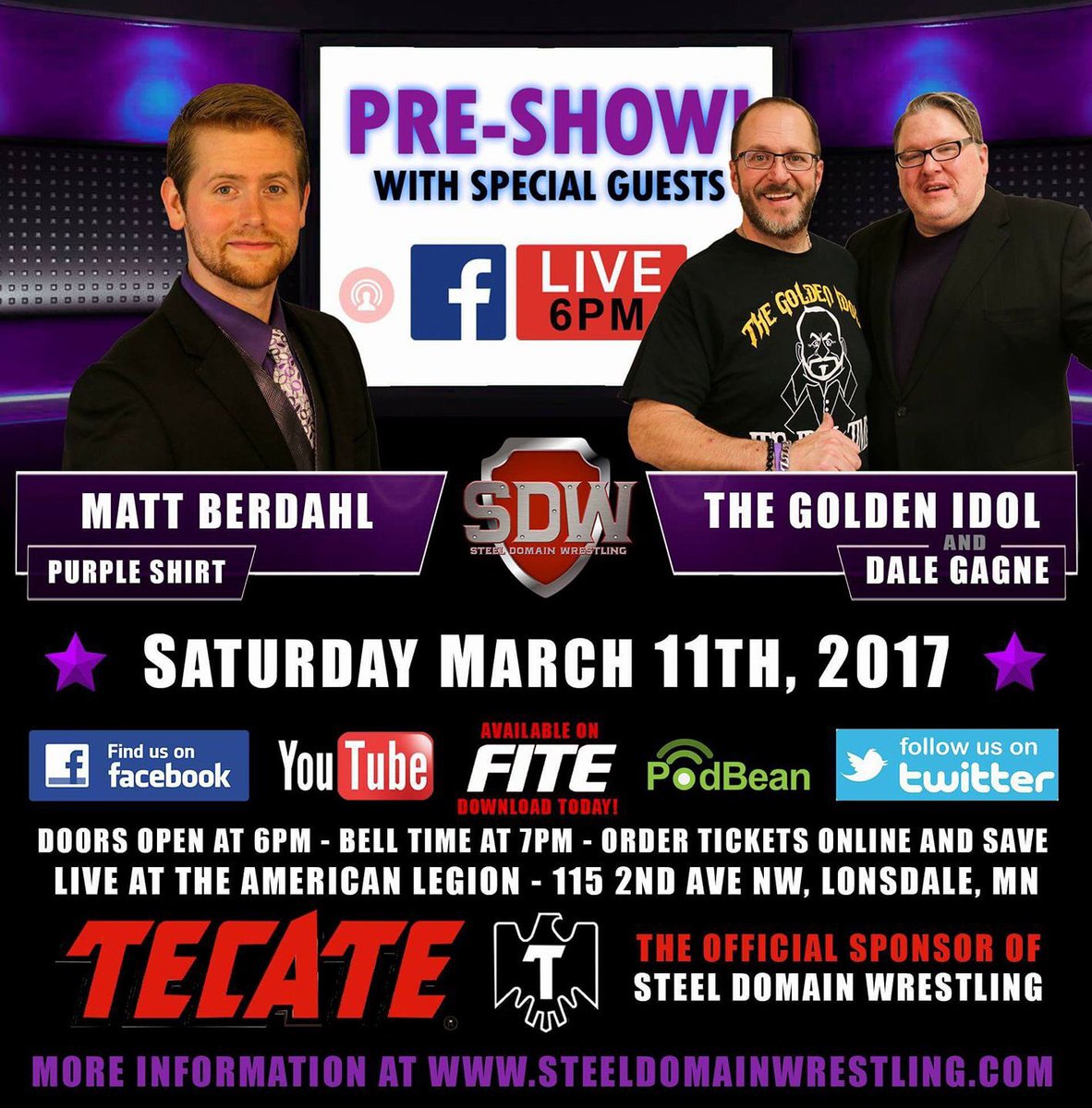 OfficialSDW's tweet photo. 5 days from @OfficialSDW @tecate @FiteTV #LonsdaleMN U want huge main event Ungot it #SDWchamp @TheeAaronCorbin vs #MitchParadise https://t.co/Jq4D9PL9PY