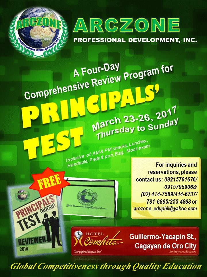 ARCZONE_ProfDev's tweet image. Hi Cagayan De Oro! Be one of the principals/school heads in the Philippines! Be  Globally Competitive through Quality Education! Arczone!