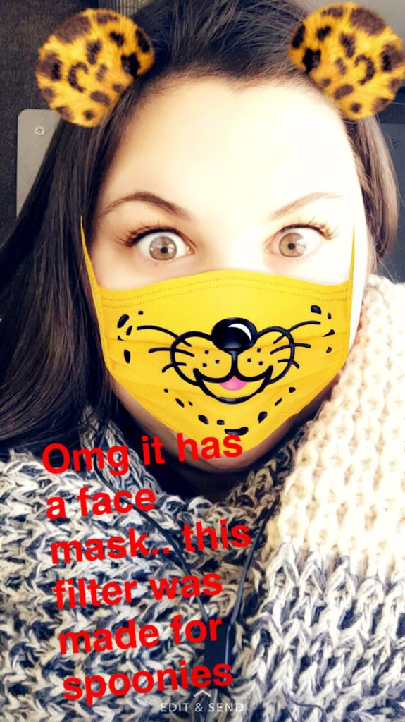 When snapchat finally gives a #spoonie friendly filter 🙈😷😍