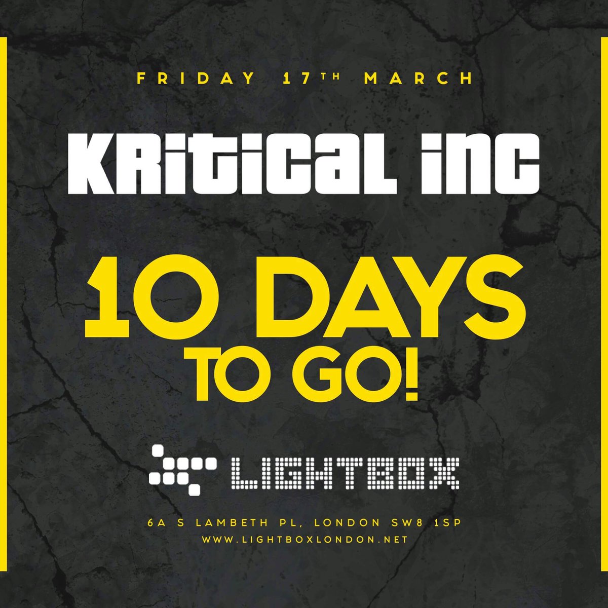 KriticalInc's tweet photo. Not long til we throw our first party of the year at @lightboxlondon w/ @JackSwiftDJ @CJUKOfficial 
&amp; more!
Tickets: https://t.co/VMBHnHCn7l https://t.co/FLNORTtFjL