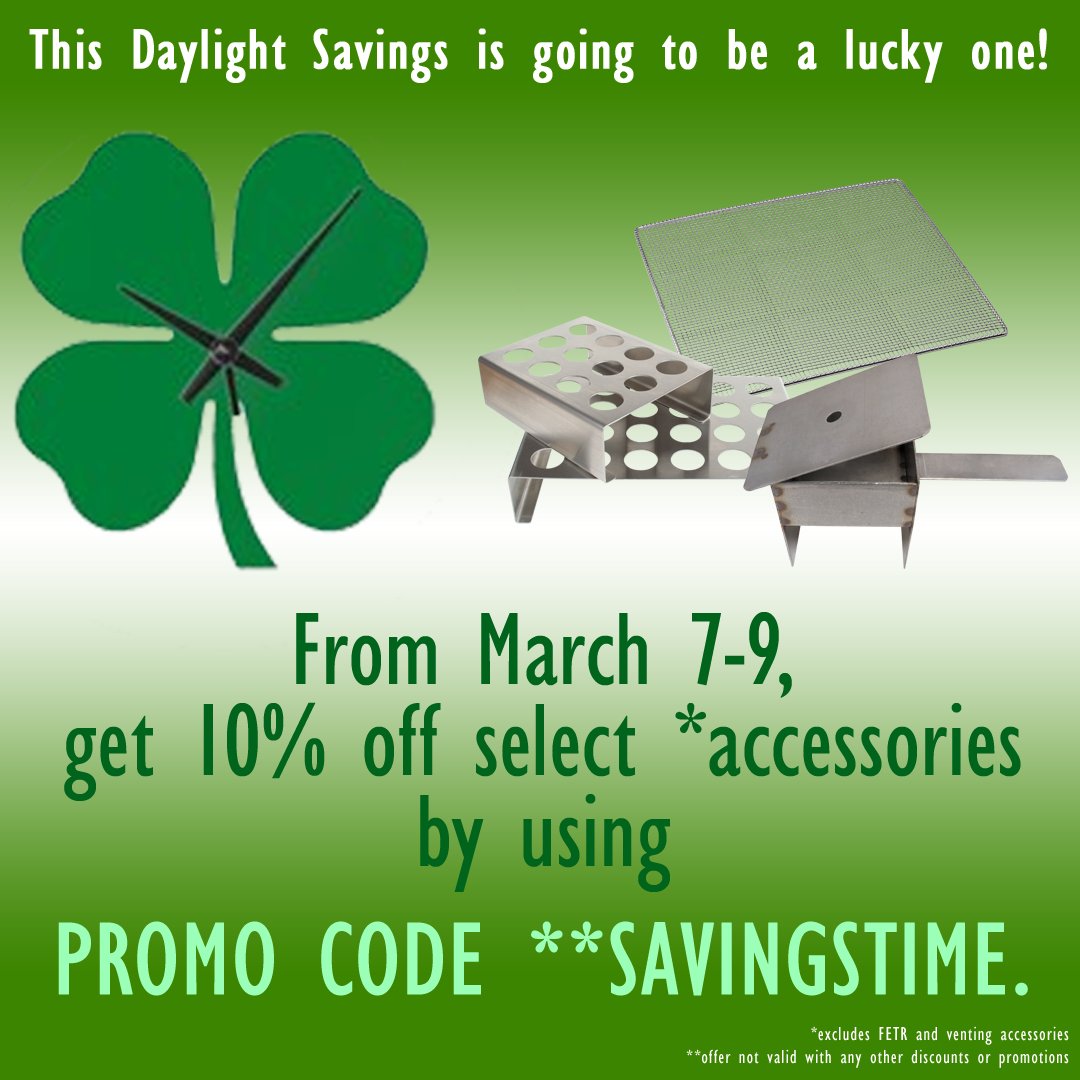 CookshackInc's tweet photo. Get 10% off select accessories from now until March 9! Use promo code #savingstime online or over the phone. #promocode #savings #lucky https://t.co/qBsqVMKapA