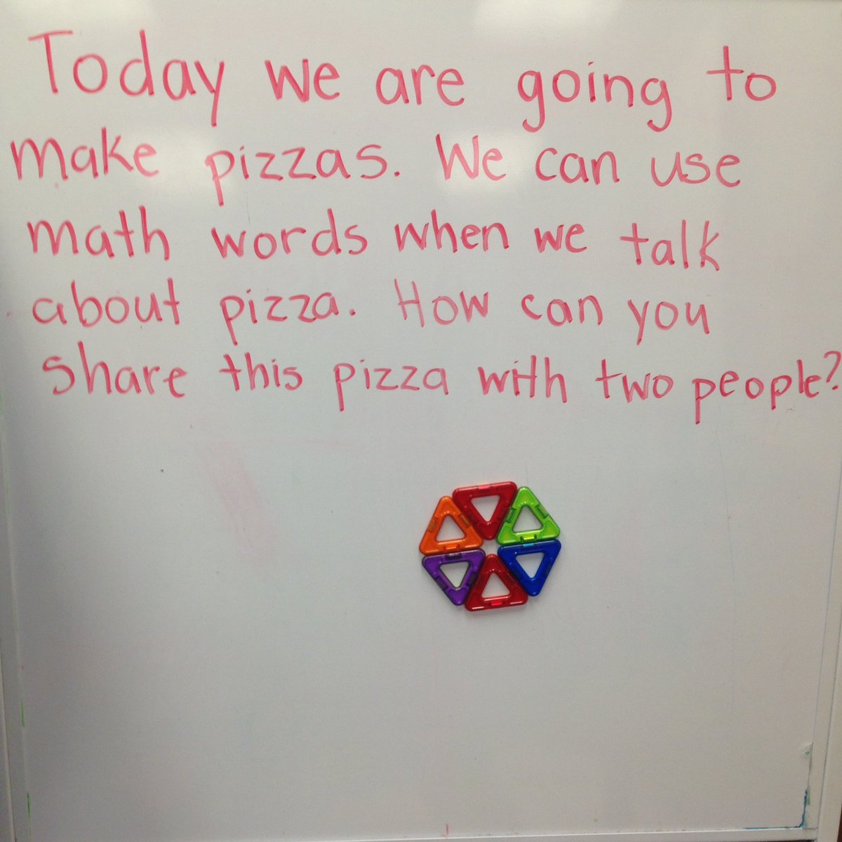 JennCampbell27's tweet image. Today we are making pizzas but first math! &quot;We can split it in half!&quot; #mathwords #lvmath
