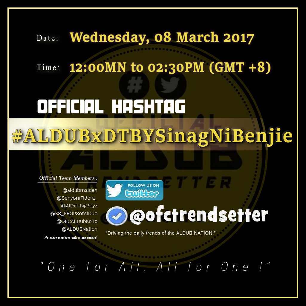 #ALDUBxDTBYSinagNiBenjie
(12:00MN to 2:30PM, GMT+8)

May mas liliwanag pa ba sa Sinag ng pag-ibig ni Benjie? ☀️