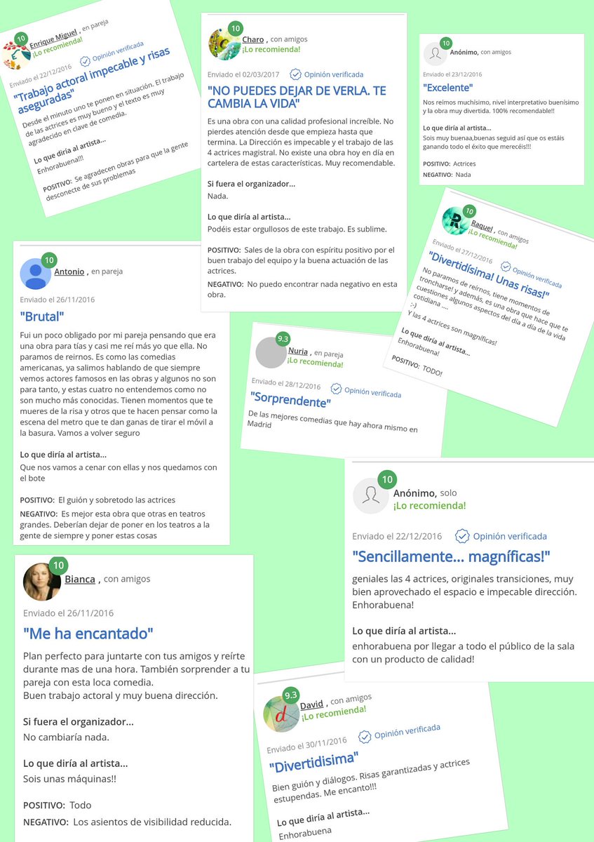 polvorones_'s tweet photo. Estas son algunas críticas que nuestros espectadores han dejado en Atrápalo!! Os esperamos los lunes a las 20:15 @teatrolara  ! #polvorones https://t.co/1BHhPNkgYx