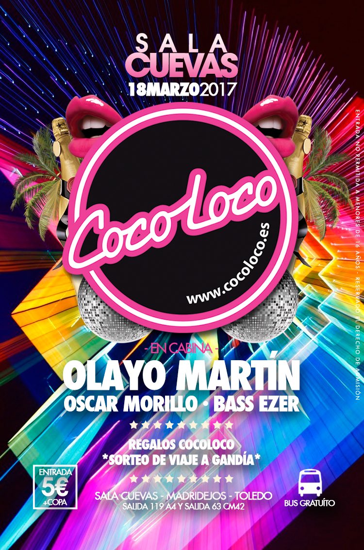 salacuevas's tweet photo. El sábado 18 , tenemos la mejor fiesta de la zona del Mediterráneo @grupococoloco , regalos y sorteo de un viaje para una gran noche !! https://t.co/F7aEgidZda