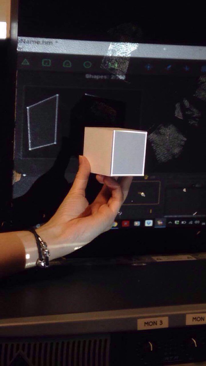 Production_Jen's tweet photo. First go projecting onto 3D models with @Productionpaige #ElectronicU8 #cube https://t.co/22N2QvU0je