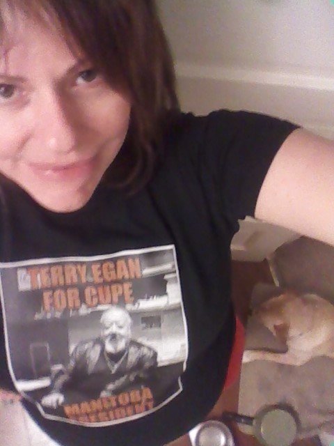 cupe110's tweet image. Cool shirt. Terry is out and running for the leadership of Cupe Manitoba