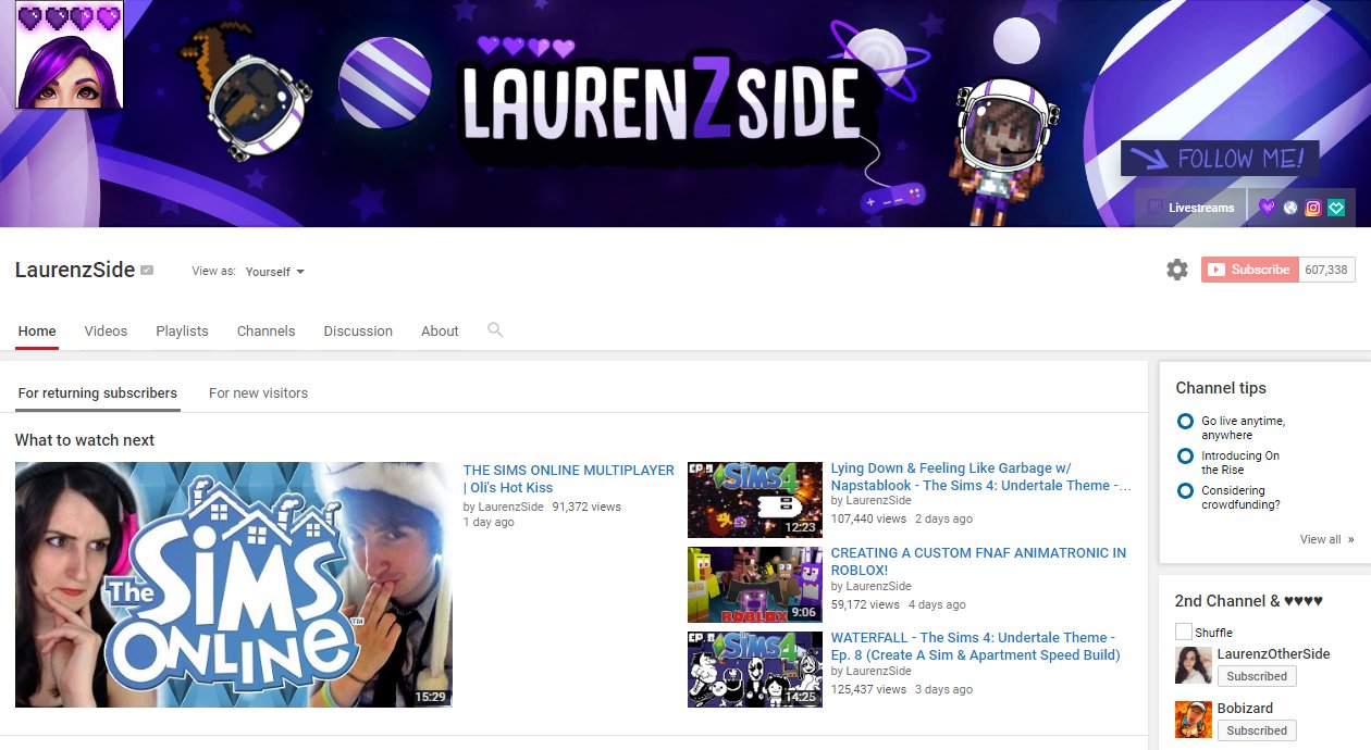 Laurenzside On Twitter Huge Thank You To Bloosims For Making Me This Awesome New Channel Banner Let Me Know What You Guys Think - real life roblox laurenzside
