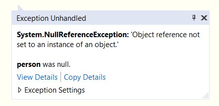MrClyfar's tweet image. Champagne all round! Woo hoo! #VisualStudio2017 #NullReferenceException #NoMoreGuessing