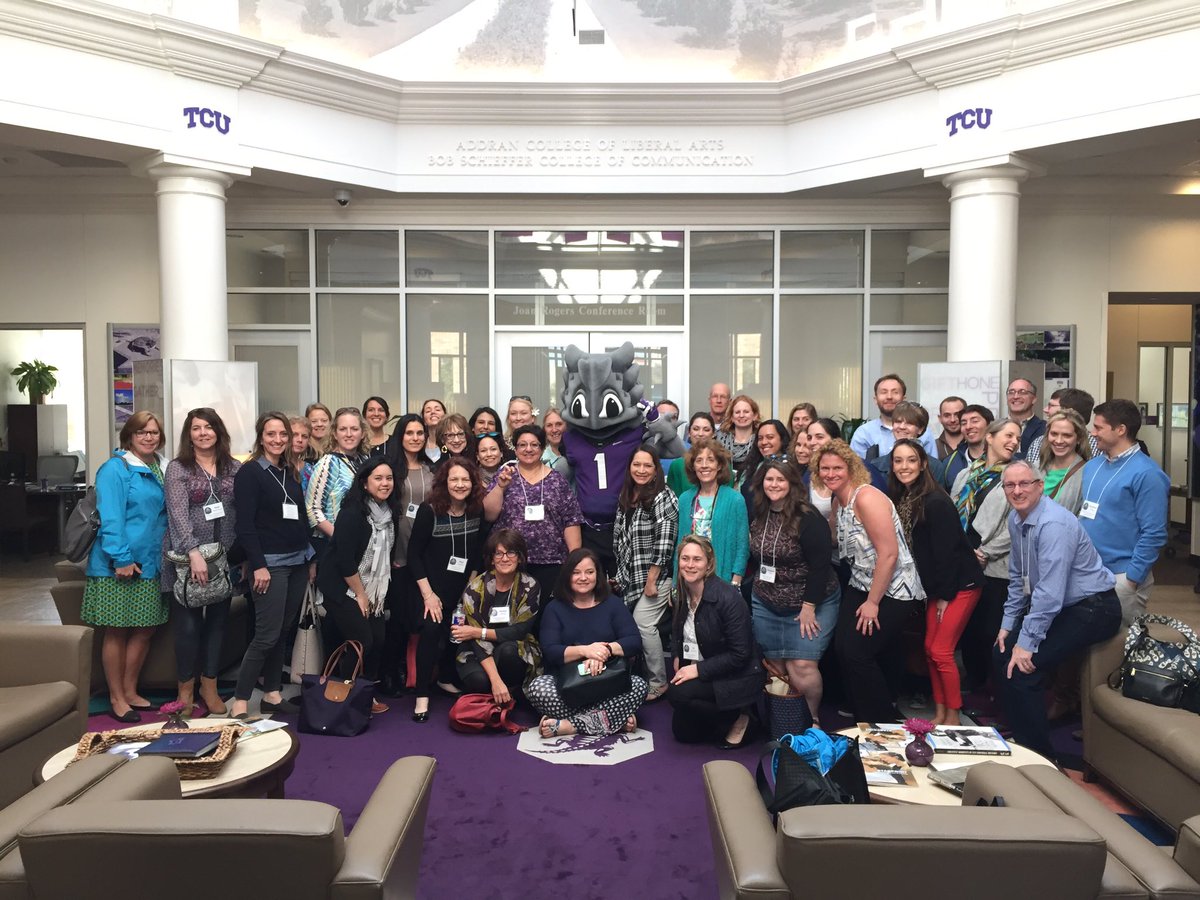 TCUAdmission's tweet photo. Welcome to TCU, counselors! We hope you enjoy your short time in #FrogNation 🐸🌷 #magicinthemetroplex https://t.co/AxQ7Tx6NUs