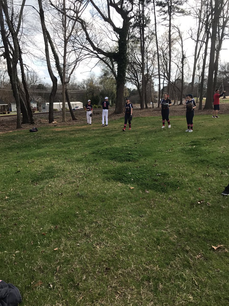 Makeshift warm ups for the softball and baseball teams😂
