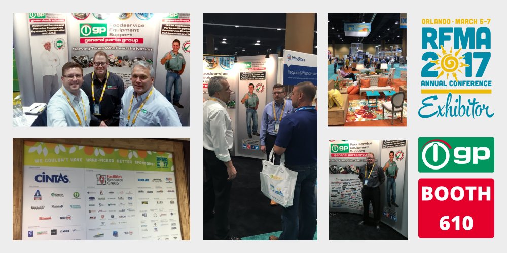 gpfoodservice's tweet photo. #RFMA2017 is going fast, just one more exhibit hall session left. Stop by booth 610 to learn how we can support your foodservice equipment. https://t.co/1TaUHirwWt