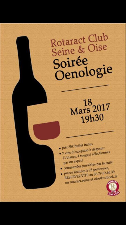 RotaractSetO's tweet image. 18 mars 2017 : Soirée oenologie du @RotaractSetO . Il ne reste déjà plus que 7 places, réservez vite... 
Lieu : Yvelines
Prix : 35€
Vins : 7