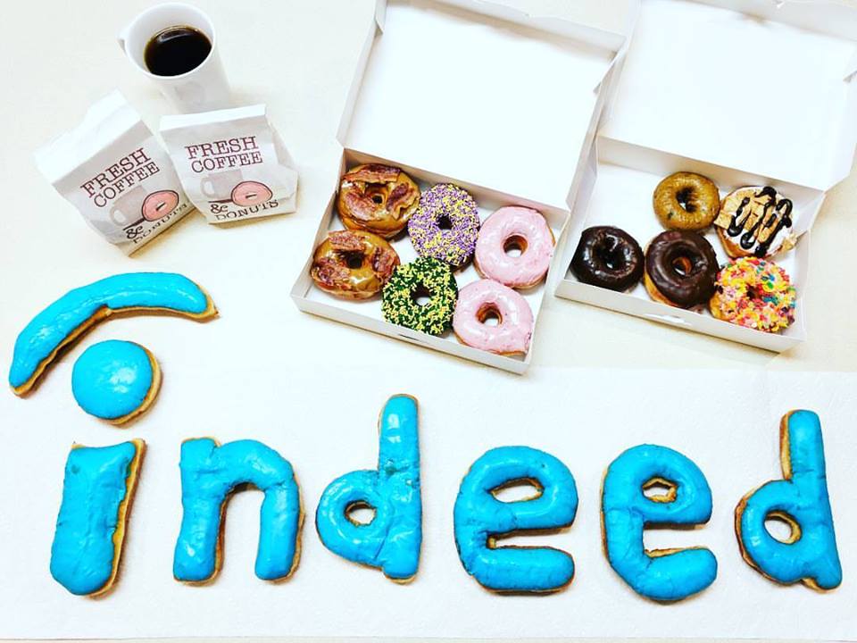 The office doesn't know what's coming for them. Fresh coffee and donuts, get inside my belly, indeed. #insideindeed