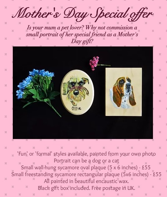 SueWhartonNT's tweet photo. Mother's day gift idea! A small pet portrait. Gift box. Free p&amp;p(uk) Book before 18th March. See website https://t.co/0Wn8m7MYdw https://t.co/OXLdRl4VzB