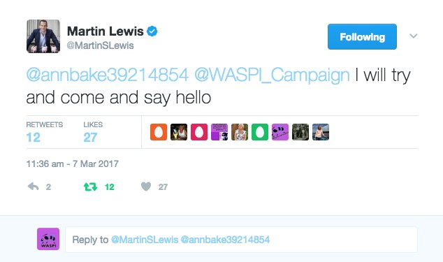 WASPI_Campaign's tweet image. Please do spare us a few minutes if you can, Martin @MartinSLewis
Would be great to see you. We'll even lend you a #WASPI selfie-sash.