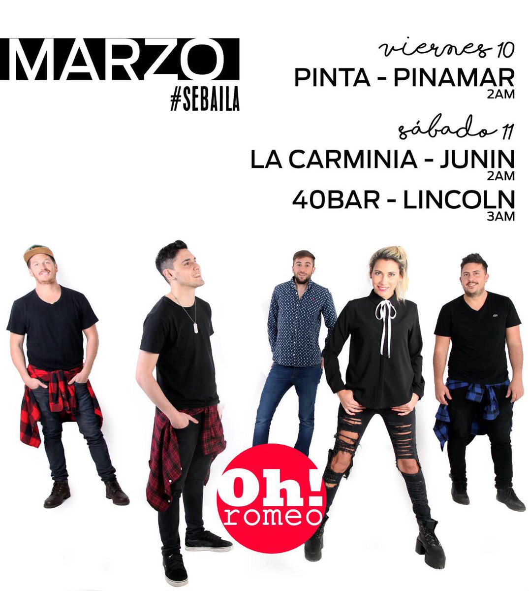 OhRomeoarg's tweet photo. Otro finde movido! Este Viernes a la gente de Pinamar en #pinta
El Sábado vamos a estar en Junin y cerramos la noche en #40bar , Lincoln!! https://t.co/jyeHoOPY54