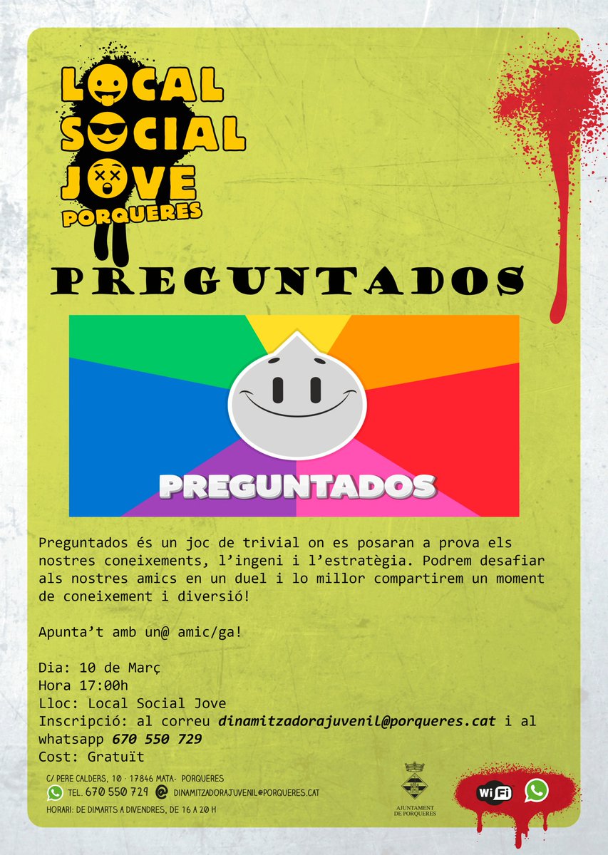 Comencem la programació de març! Amb una de Preguntados! Apunta't amb un@ amic/ga! #localjoveporqueres #lsjporqueres #eljoventfempoble