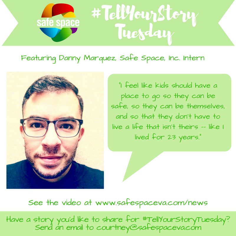 safespacenova's tweet photo. Today’s #TellYourStoryTuesday features our wonderful intern, Danny Marquez! #SafeSpaceVA #LGBT #LGBTQ #LGBTYouth #Acceptance https://t.co/mW3S8S8aFe