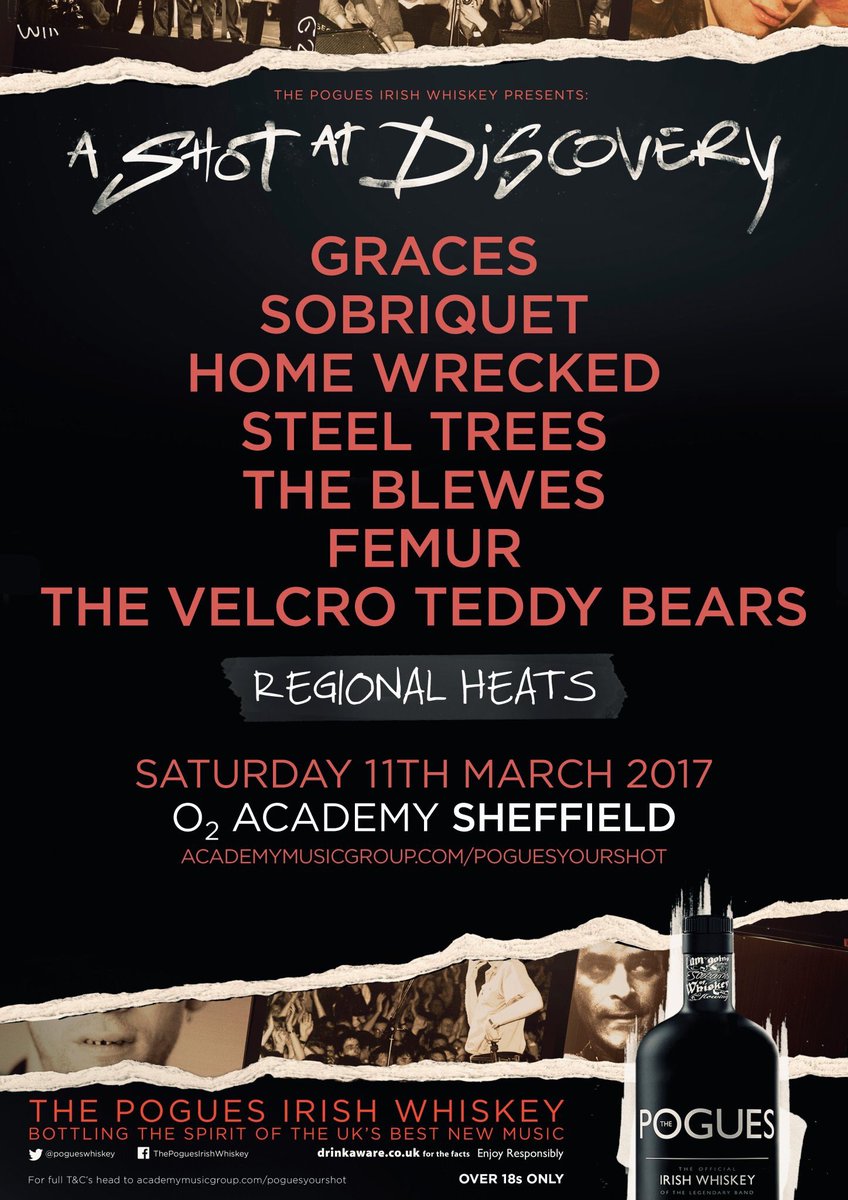 O2 Academy Sheffield (@o2academysheff) on Twitter photo Ahead of THIS Saturday's show, listen to our YouTube playlist of #sheffield heat finalists for <a href="/pogueswhiskey/">The Pogues Whiskey</a> ! buff.ly/2lXEu1h Ahead of THIS Saturday's show, listen to our YouTube playlist of #sheffield heat finalists for <a href="/pogueswhiskey/">The Pogues Whiskey</a> ! buff.ly/2lXEu1h