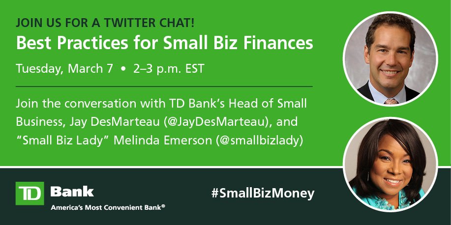 SmallBizLady's tweet image. Join me at 2pm ET today for a live Tweetchat with @TDBank_US on #Smallbizmoney and cashflow management tips #freegiveaways