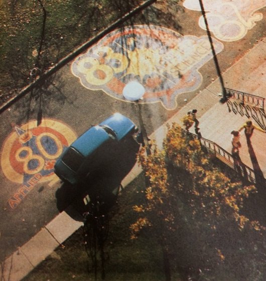 "These year crests were painted on the road instead of the patio outside of Clark Hall (Tricolour 1981)" - Abby Hall #EngSocHistoryMonth