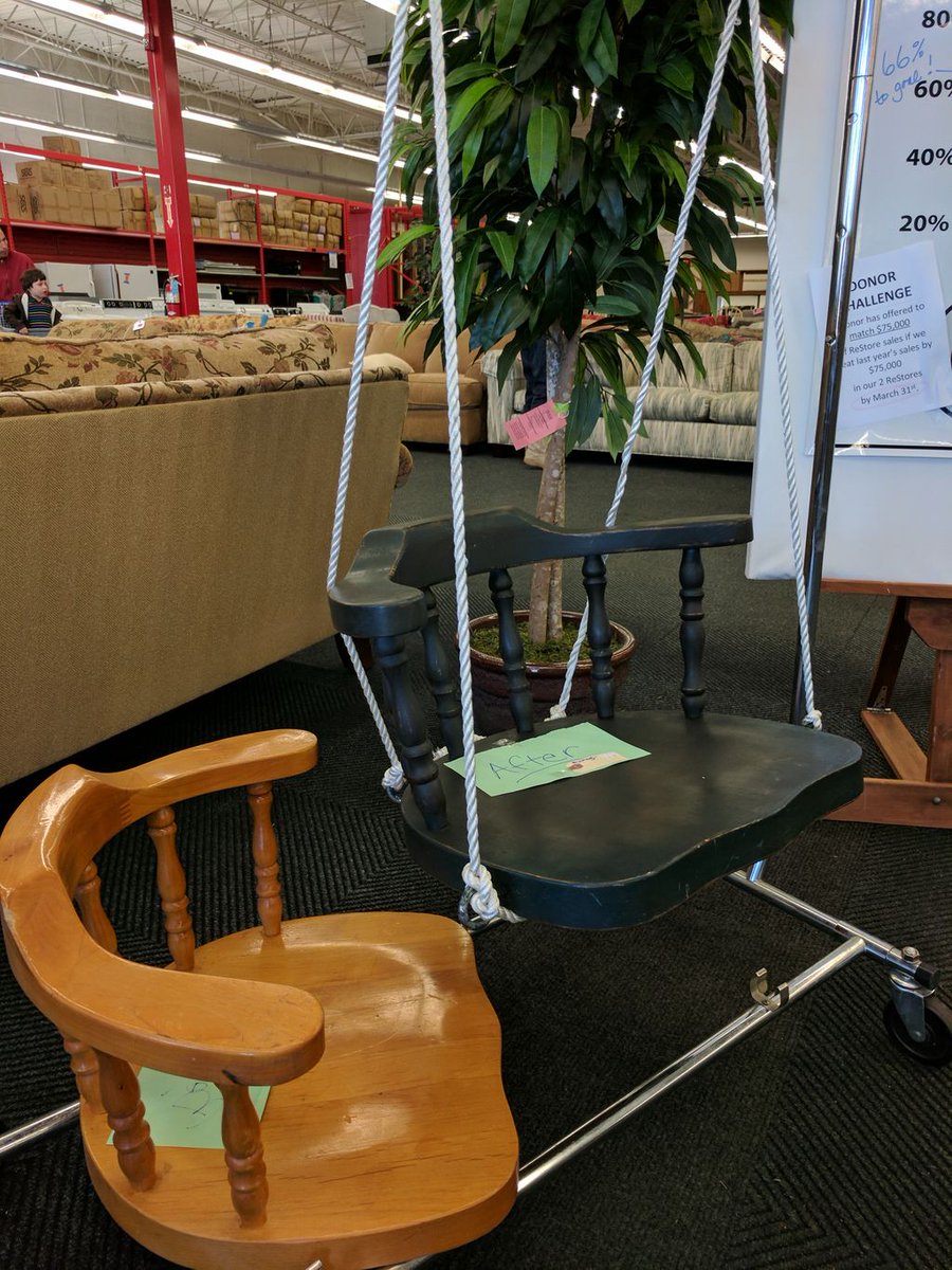 Metro_ReStores's tweet photo. Here's a creative upcycle project for you from our Mooresville ReStore--convert a chair top into a swing! https://t.co/Cv0DgIXYj5