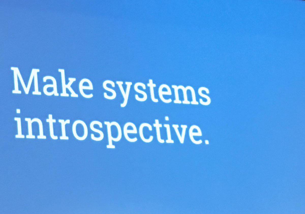 tjowens's tweet photo. "Make systems introspective." 👍 imperative from Dre #c4l17 https://t.co/hv6IFjexl2