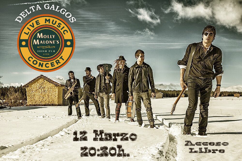 Este DOMINGO un gran directo
"DELTA GALGOS" en los directos del MOLLY esta noche!!
20:30h. Acceso Libre 

#directoalmolly #domingo #leonesp