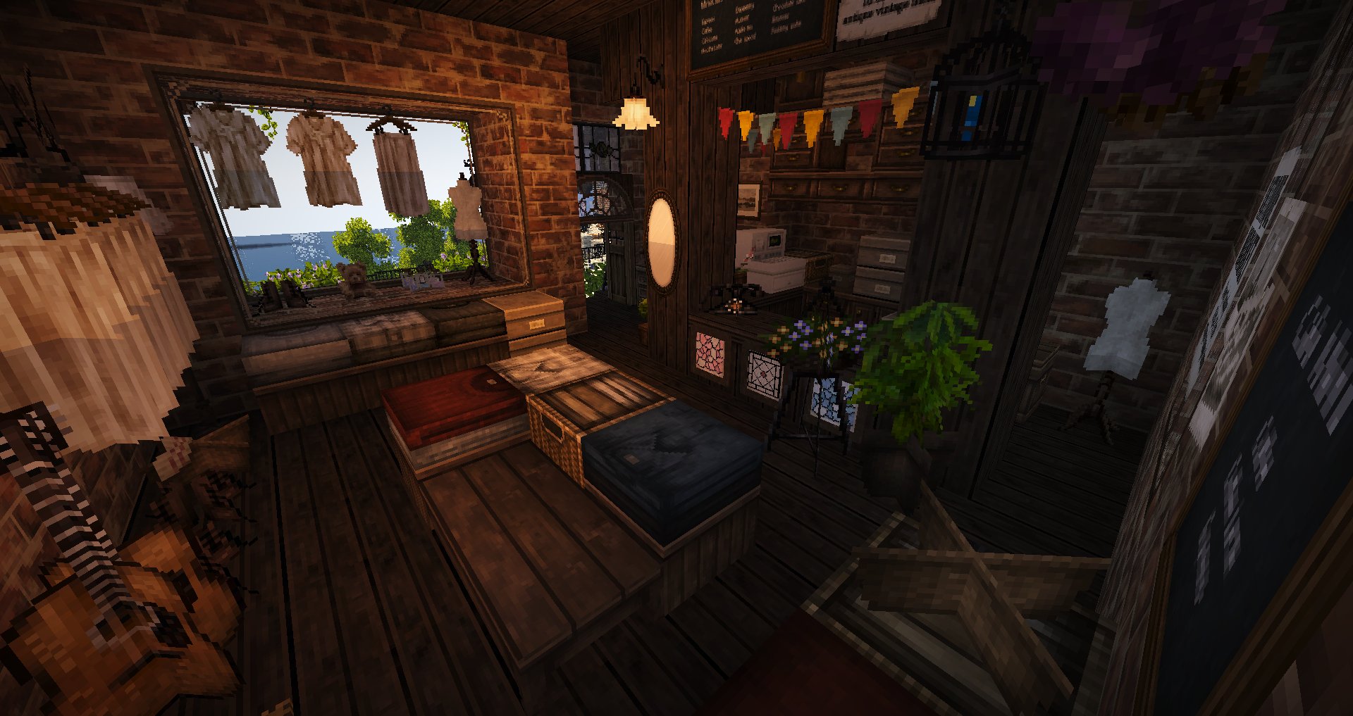もけ ๑ ๑ マイクラ垢 厨二鯖で初つくつく完成しましたぁ ﾄﾞｷﾄﾞｷしながらステキ建築の中に ﾉw ｺｯﾁｮﾘﾝ 生やしてきたよん 屋根裏部屋も内装したのだ ๑ ๑ Cocricot 厨二鯖 T Co J0abfchey2 Twitter