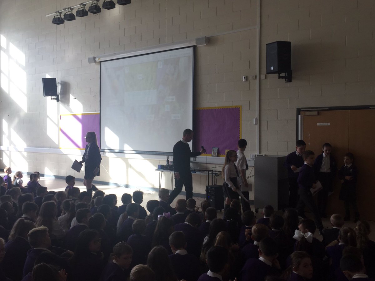 StMonicaMilton's tweet photo. Mr Stewart & a group of children telling the school all about Fairtrade! @FairtradeUKEd #stayingaware https://t.co/NQdEvGH7kM